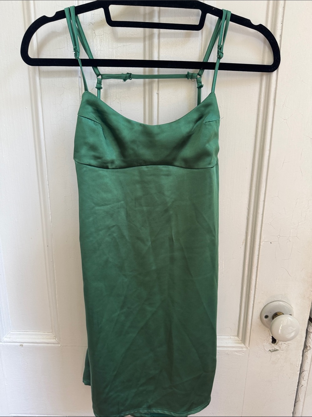 L.A. Hearts Green Satin Slip Dress with Adjustable Straps